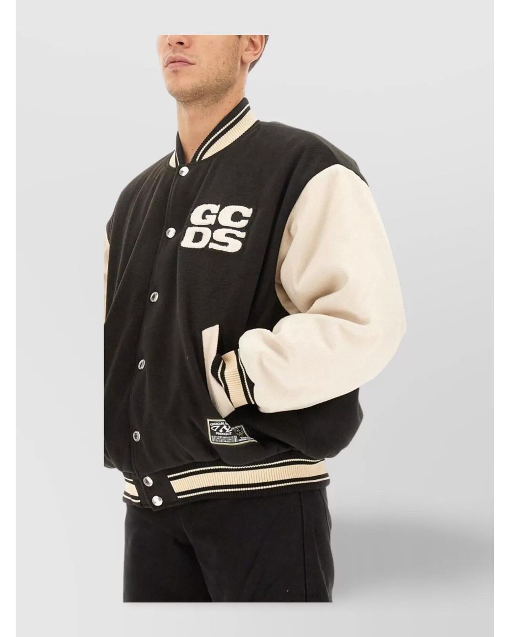 Gcds Black Varsity Bomber Jacket for men