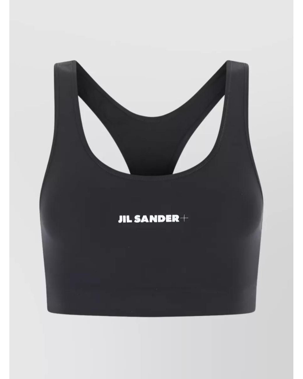 Jil Sander Black Logo Print Cropped Top