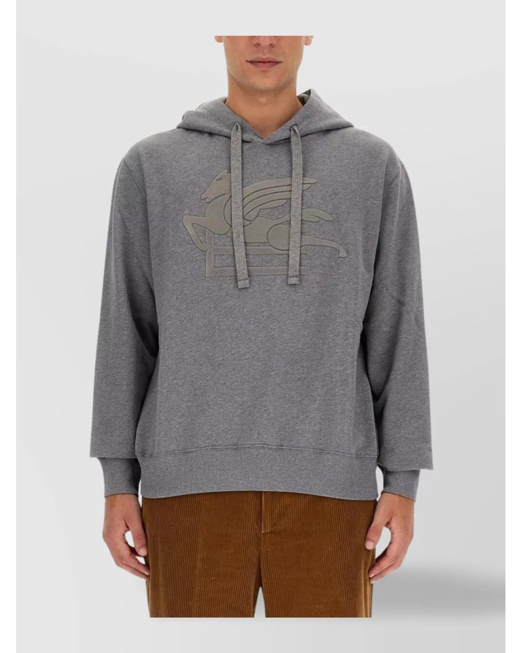 Etro Gray Cotton Regular-Fit Hoodie for men