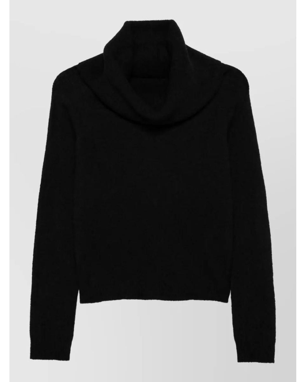 Roberto Collina Black Cashmere Silk Ribbed Turtleneck Long-Sleeve Sweater