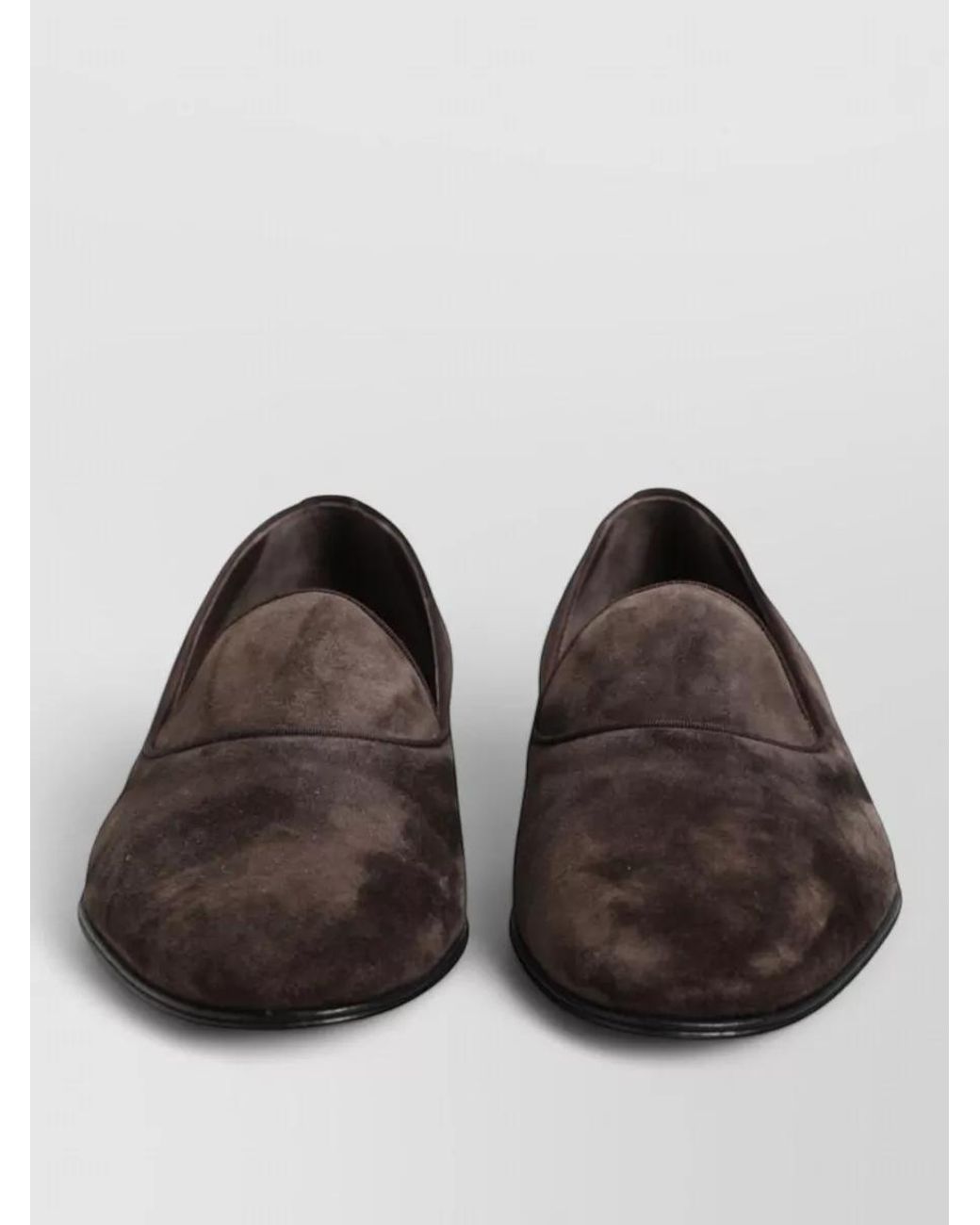 Dolce & Gabbana Brown Velvet Leather Loafers for men