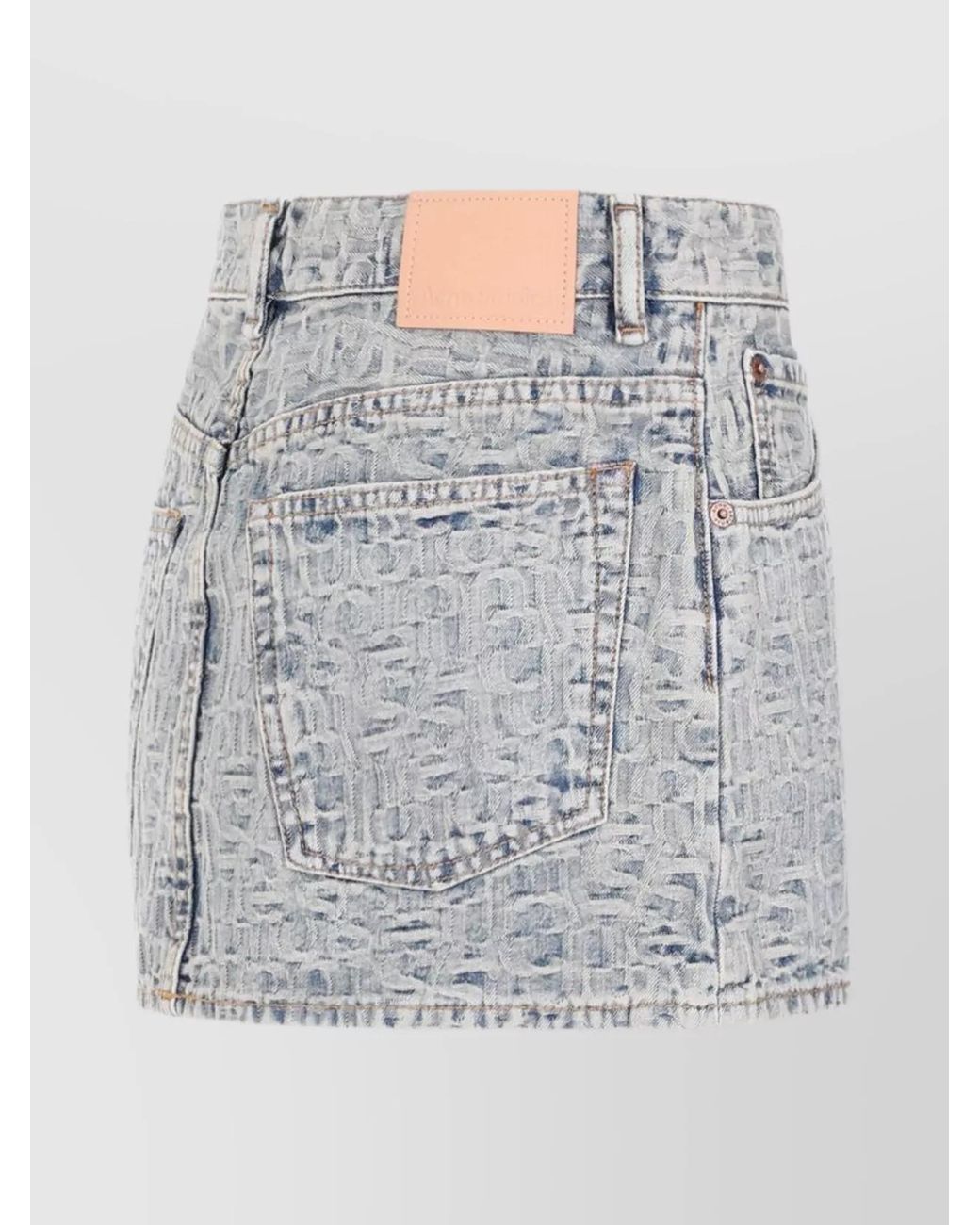 Acne Blue Denim Skirt With Belt Loops And Lettering Pattern