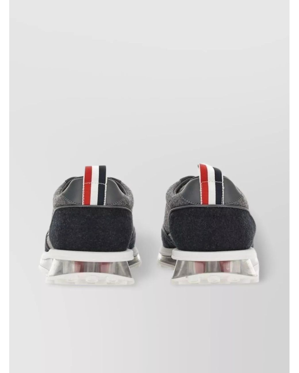 Thom Browne Gray Leather Panelled Low-Top Sneakers for men