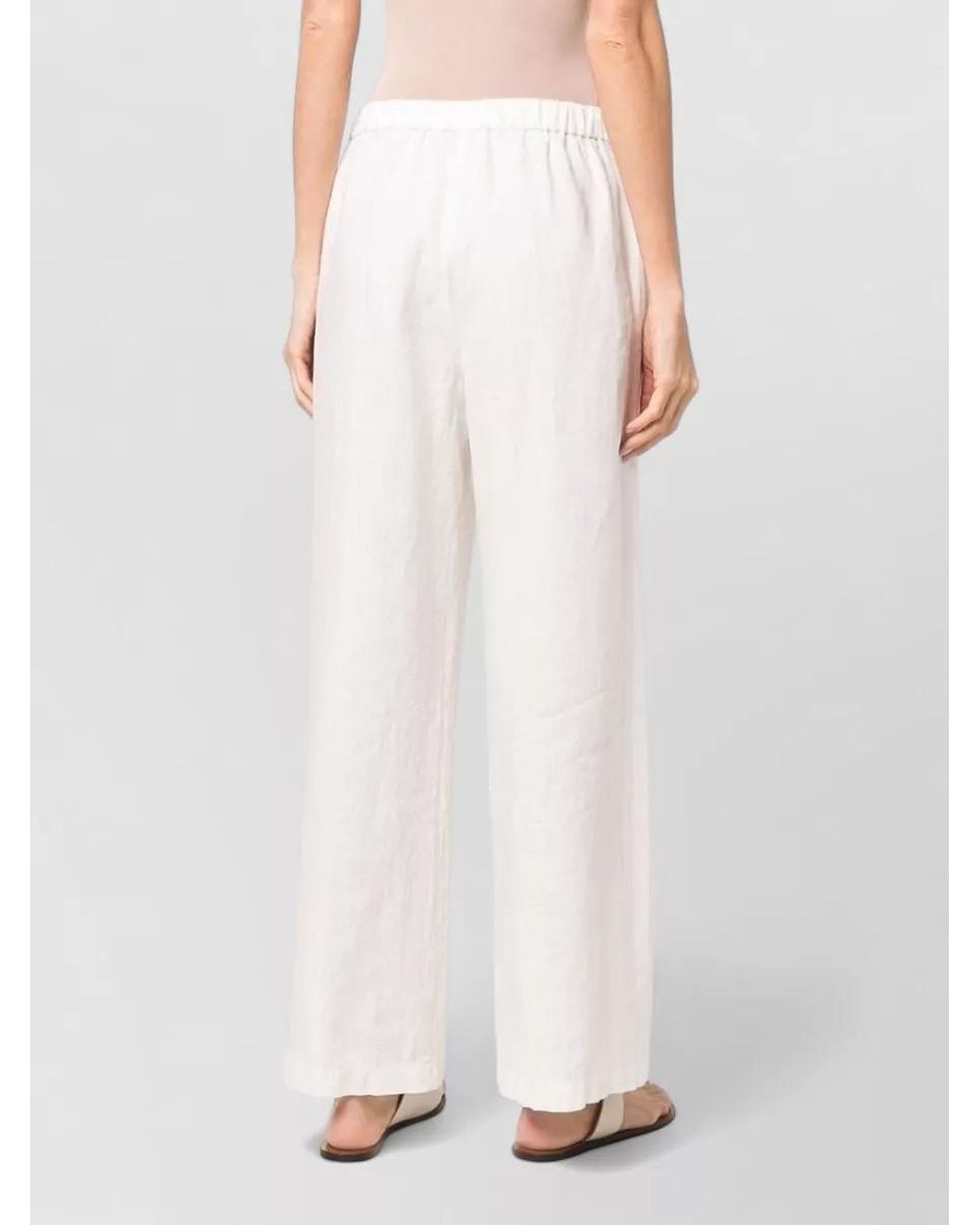 Aspesi White Silk Wide-Leg Trousers
