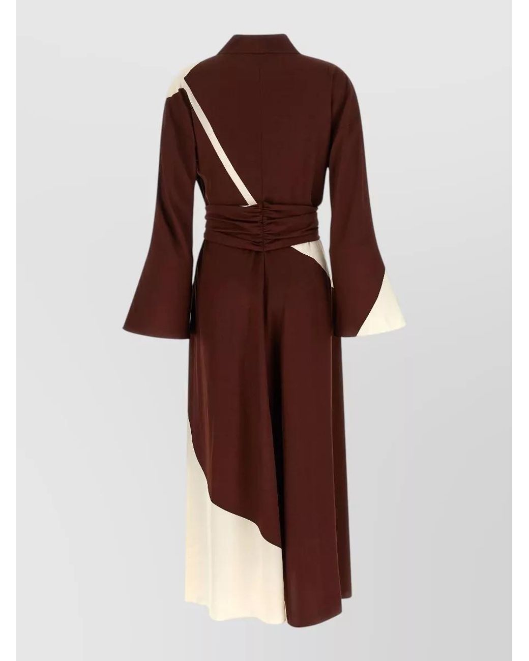 Alberta Ferretti Multicolor Printed V-Neck Long-Sleeve Maxi Dress