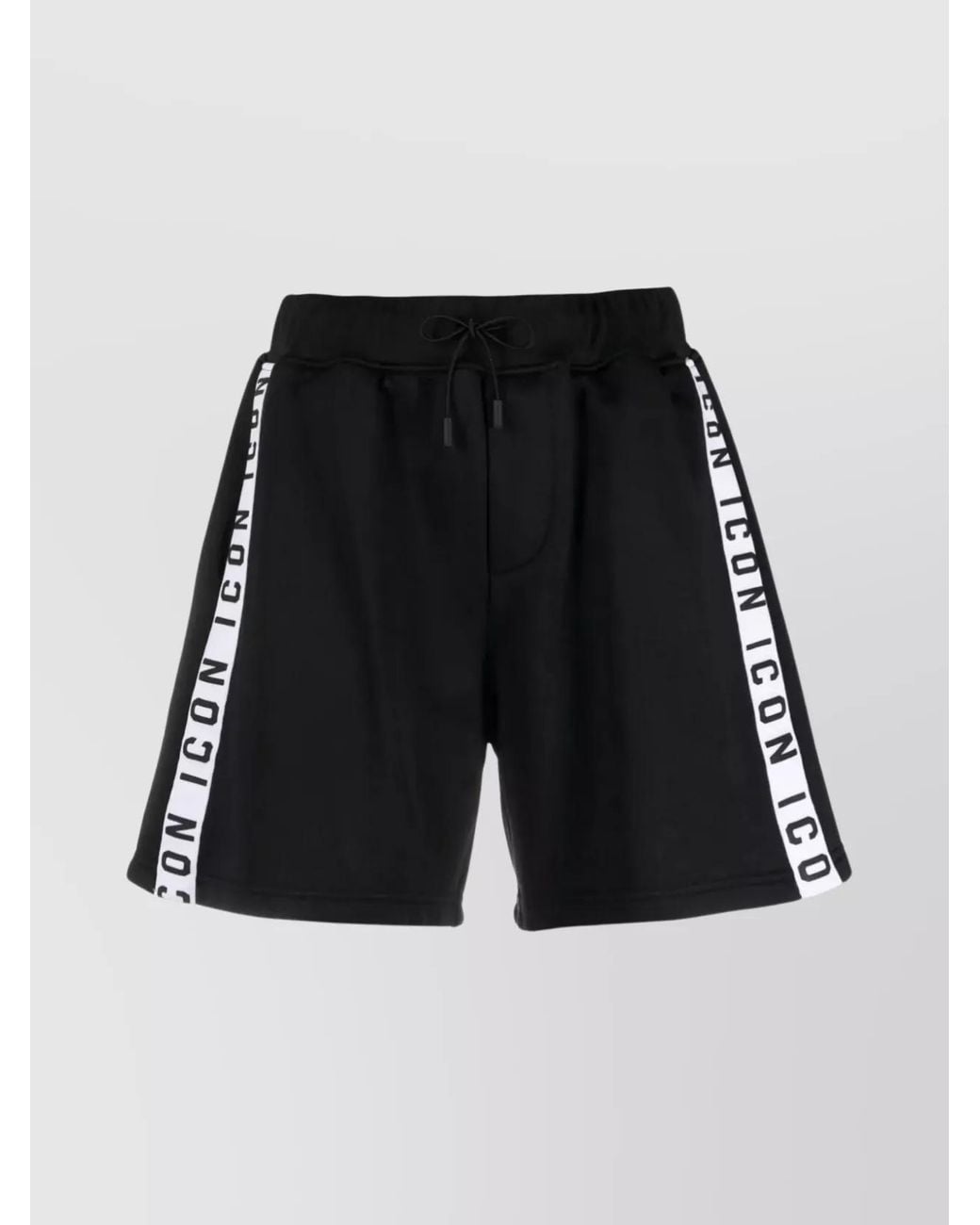 DSquared² Black Textured Above-Knee Drawstring Shorts