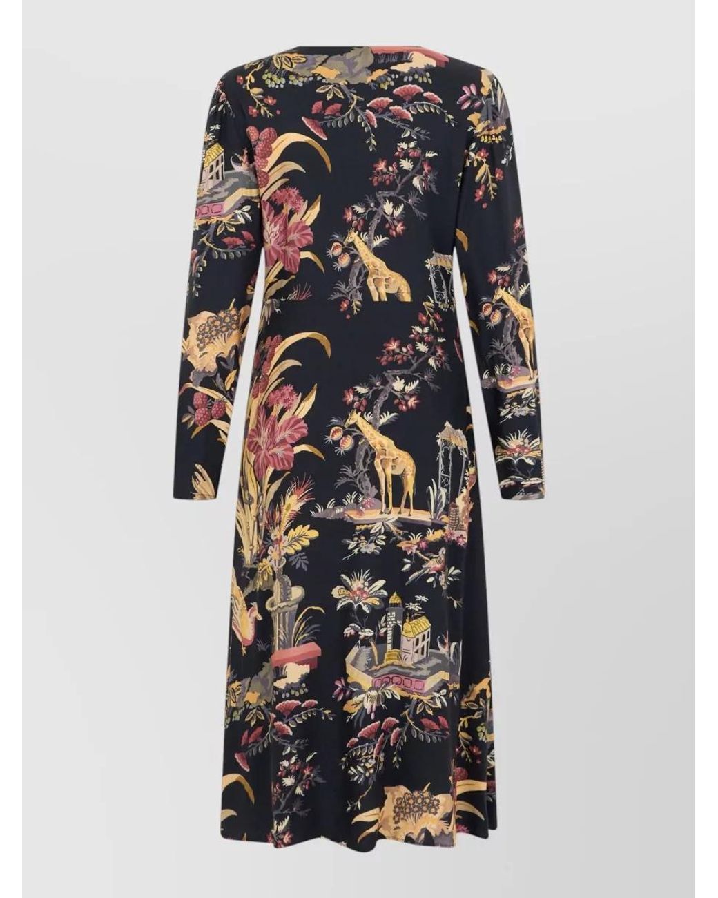 Etro Black Long Printed Dress Viscose