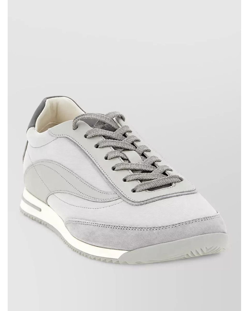 Brunello Cucinelli White Nubuck Panel Low-Top Sneakers for men