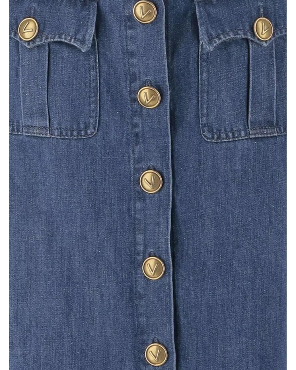 Valentino Garavani Blue Denim A-Line Skirt