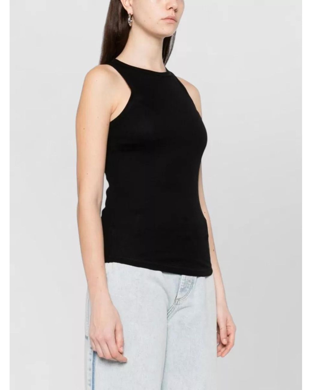 Herskind Black Organic Cotton Racerback Sleeveless Tank Top