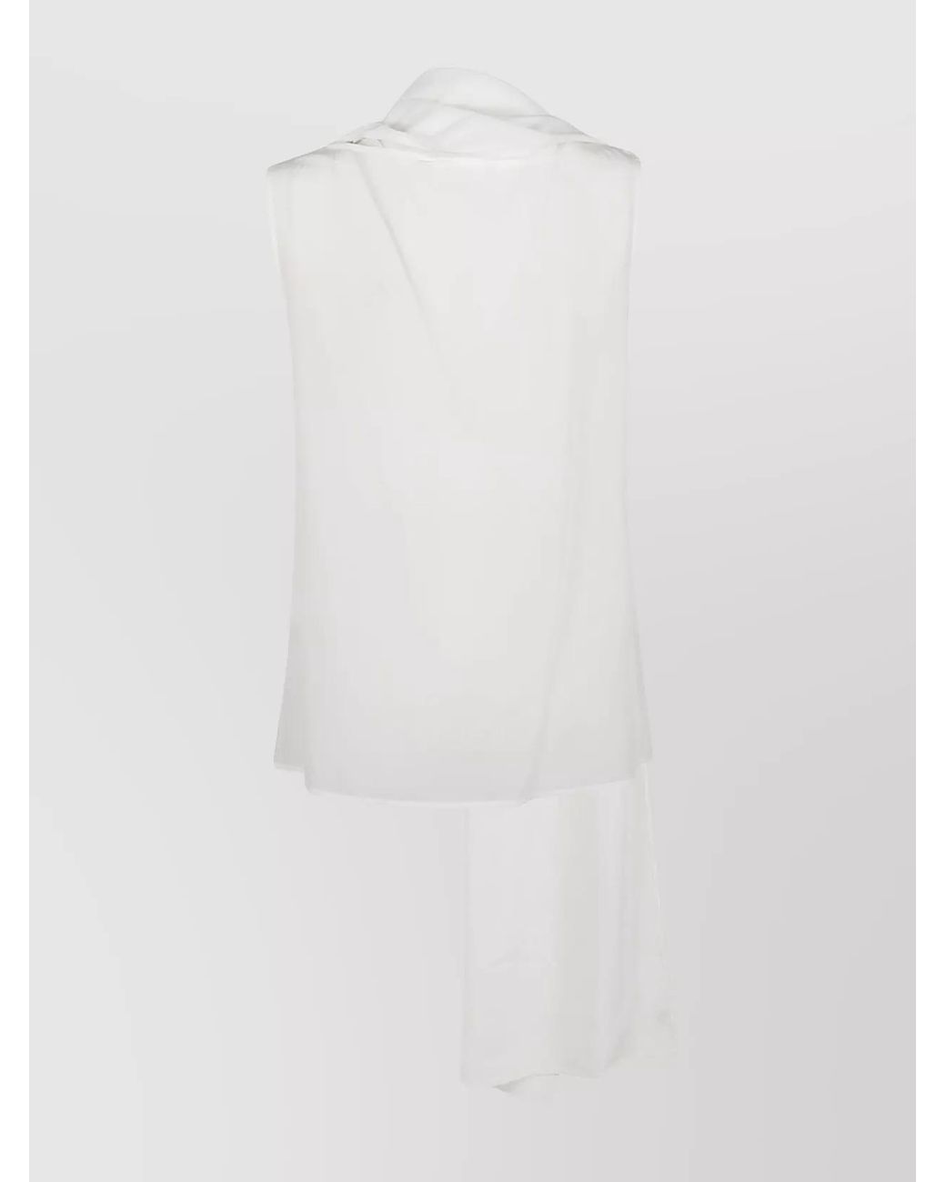 P.A.R.O.S.H. White Silk Cowl Neck Sleeveless Blouse