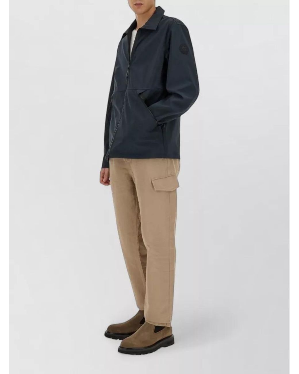 Woolrich Blue Single Breasted Coat for men