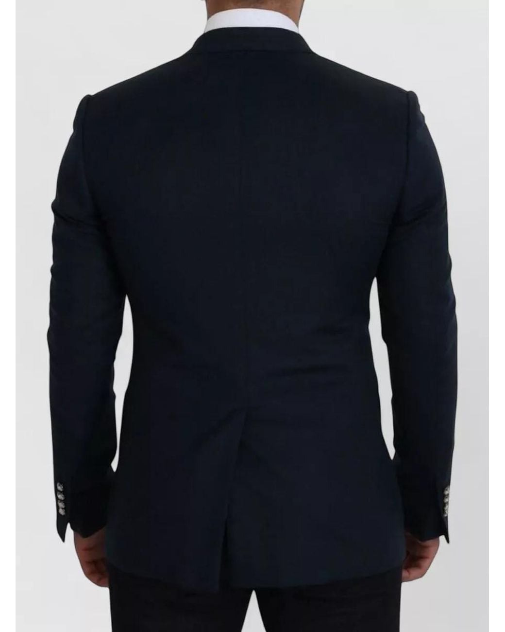 Dolce & Gabbana Blue Cashmere Silk Double Breasted Blazer for men