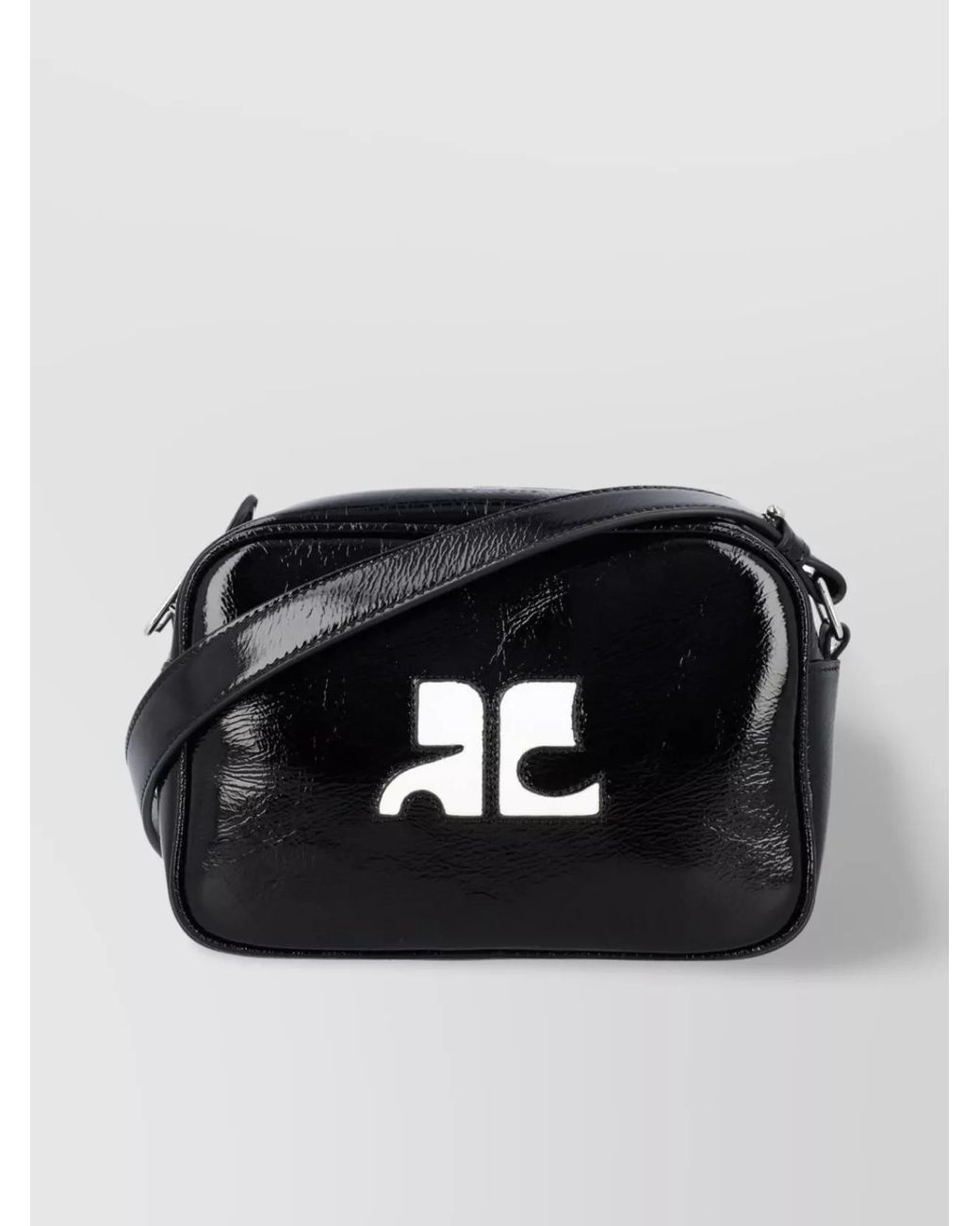 Courreges Black Réédition Varnished Leather Cross-Body Bag