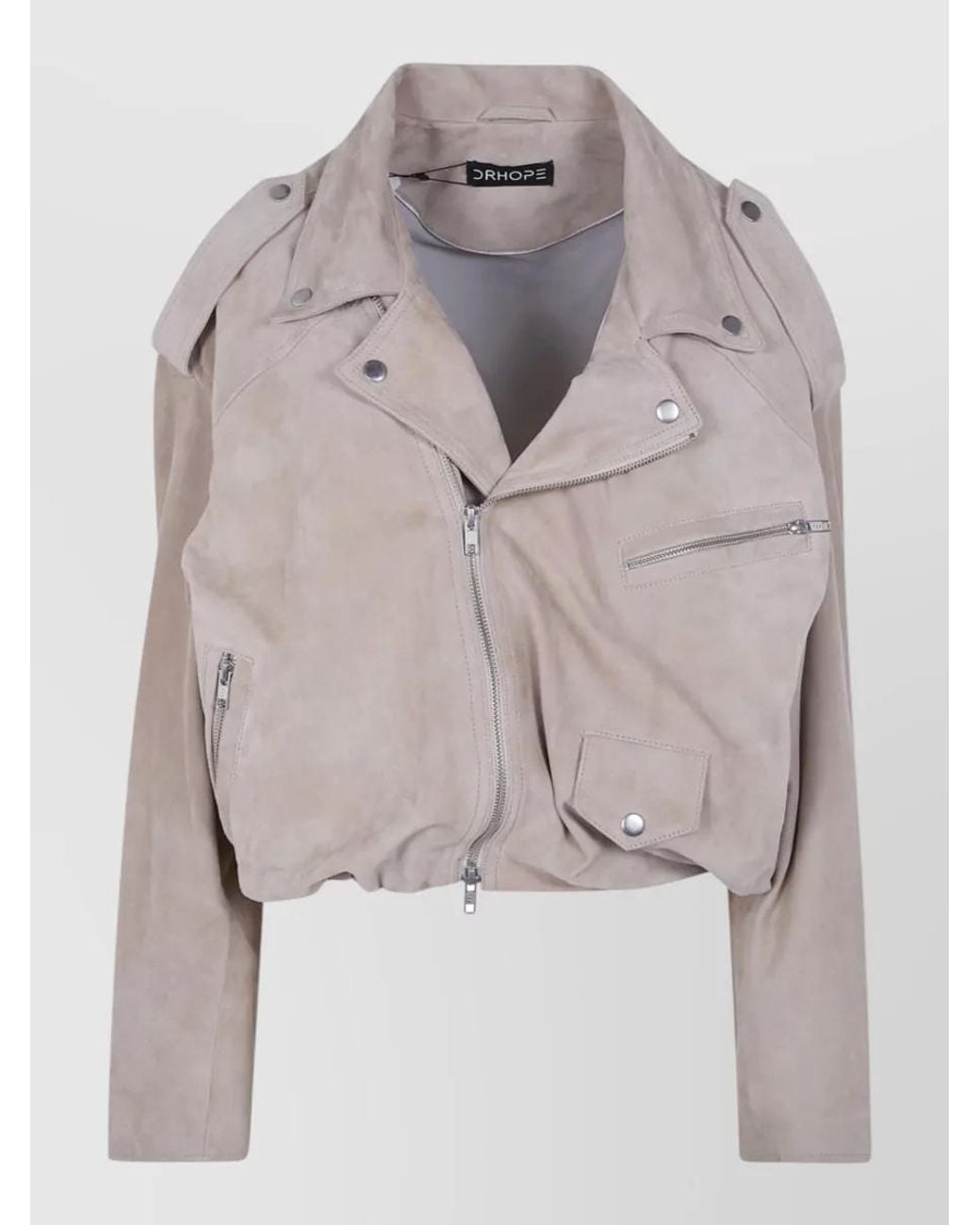 DR. HOPE Gray Suede Biker Jacket