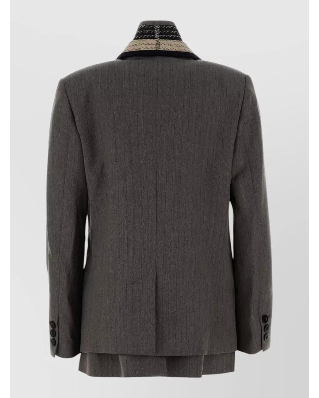Sacai Black Wool Herringbone Suit Jacket