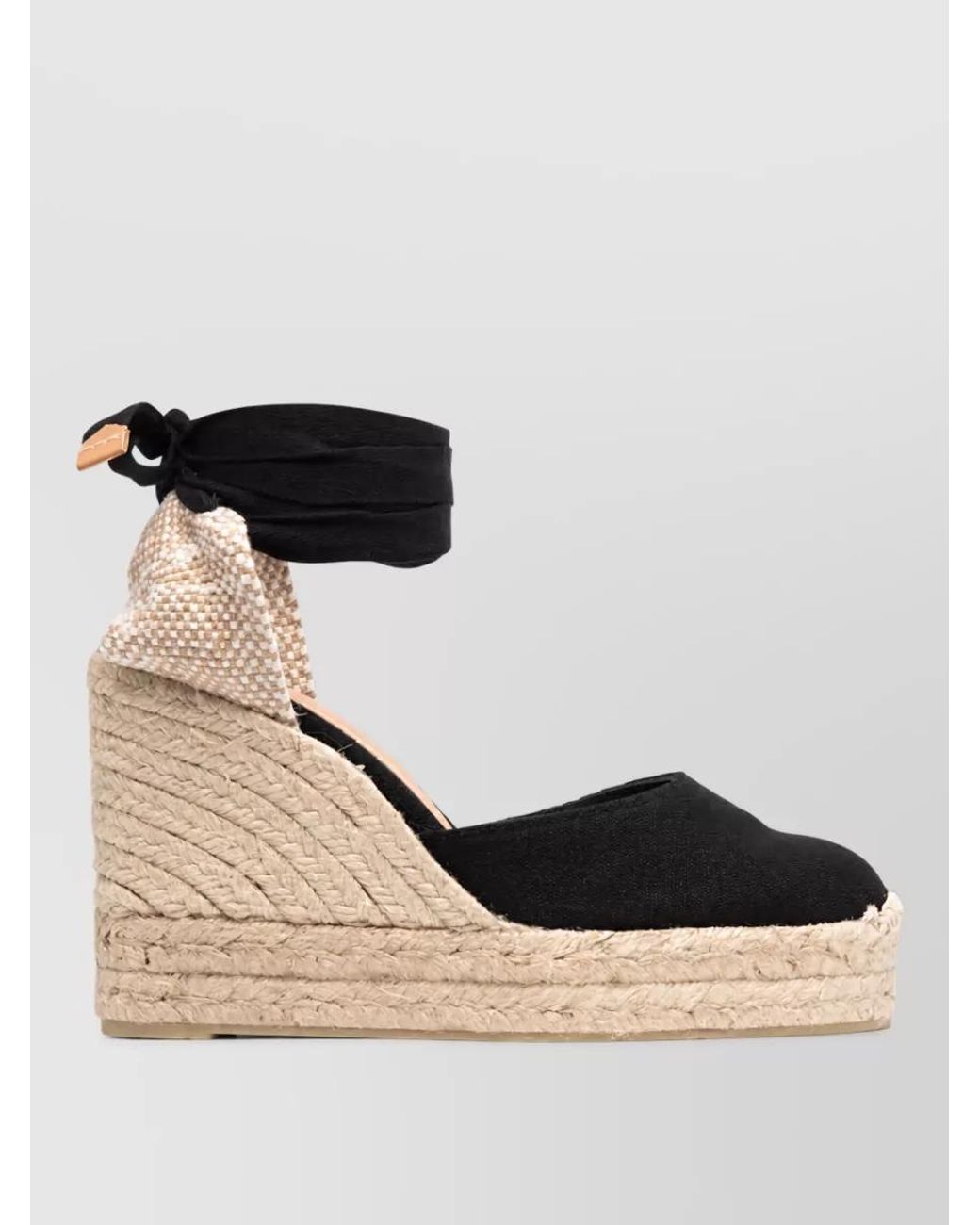 Castaner Black Cotton Wedge Espadrilles