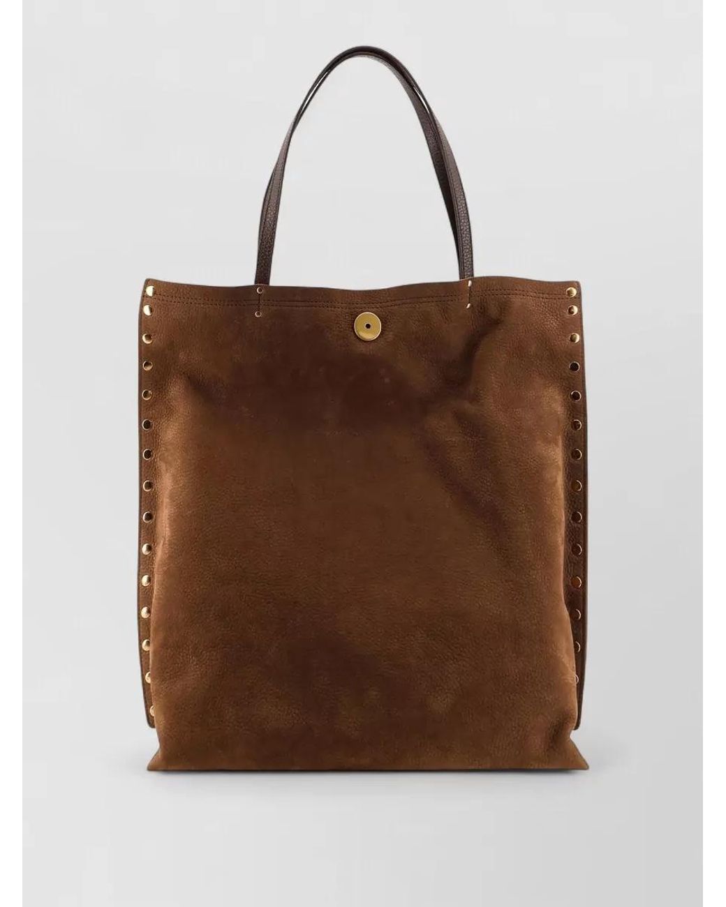 Zanellato Brown Leather Studded Tote Bag
