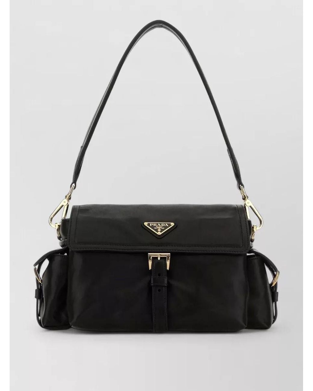 Prada Black Explore Nappa Leather Shoulder Bag Buckle Hardware