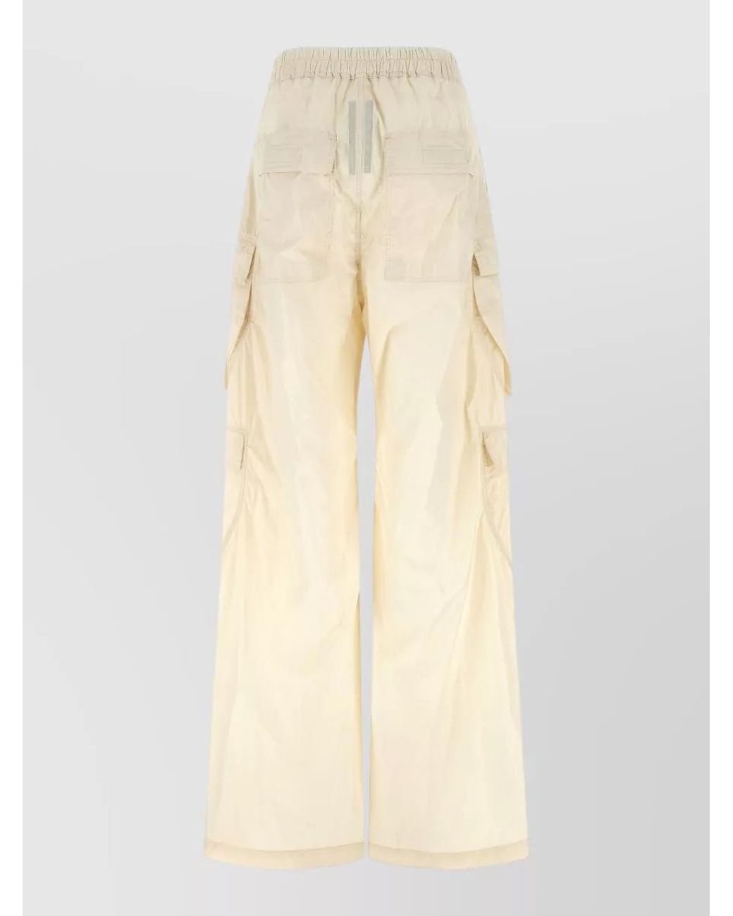 Rick Owens Natural Nylon Low-Rise Flared Wide-Leg Trousers