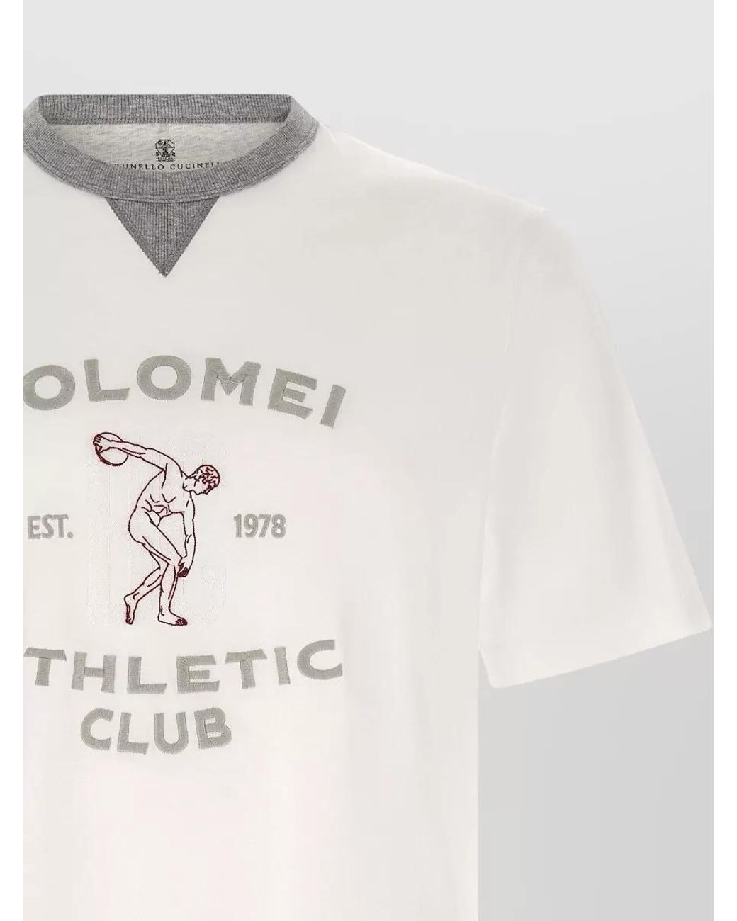Brunello Cucinelli White Cotton Jersey Printed Short-Sleeve T-Shirt for men