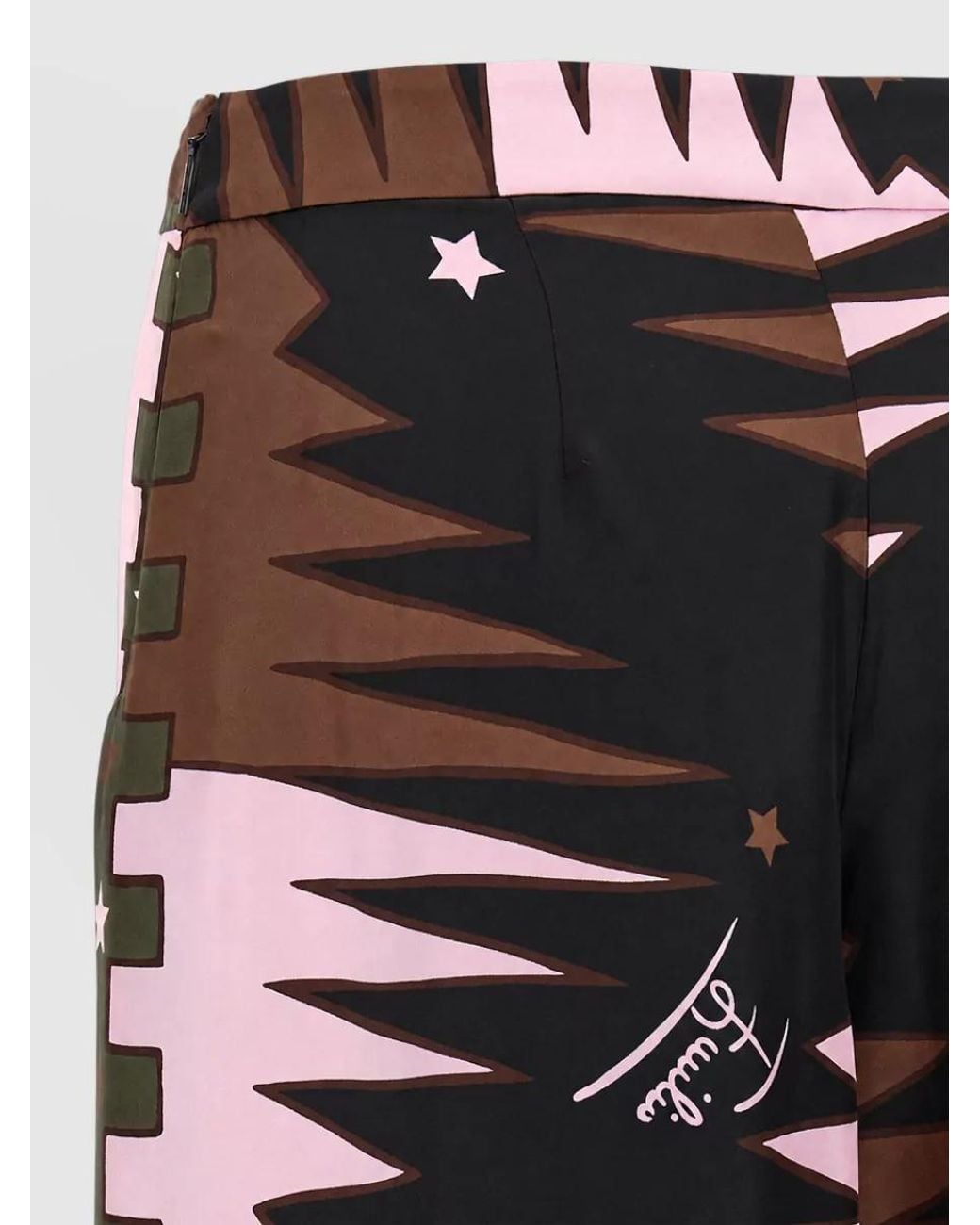 Emilio Pucci Black Silk Printed High-Rise Wide-Leg Trousers