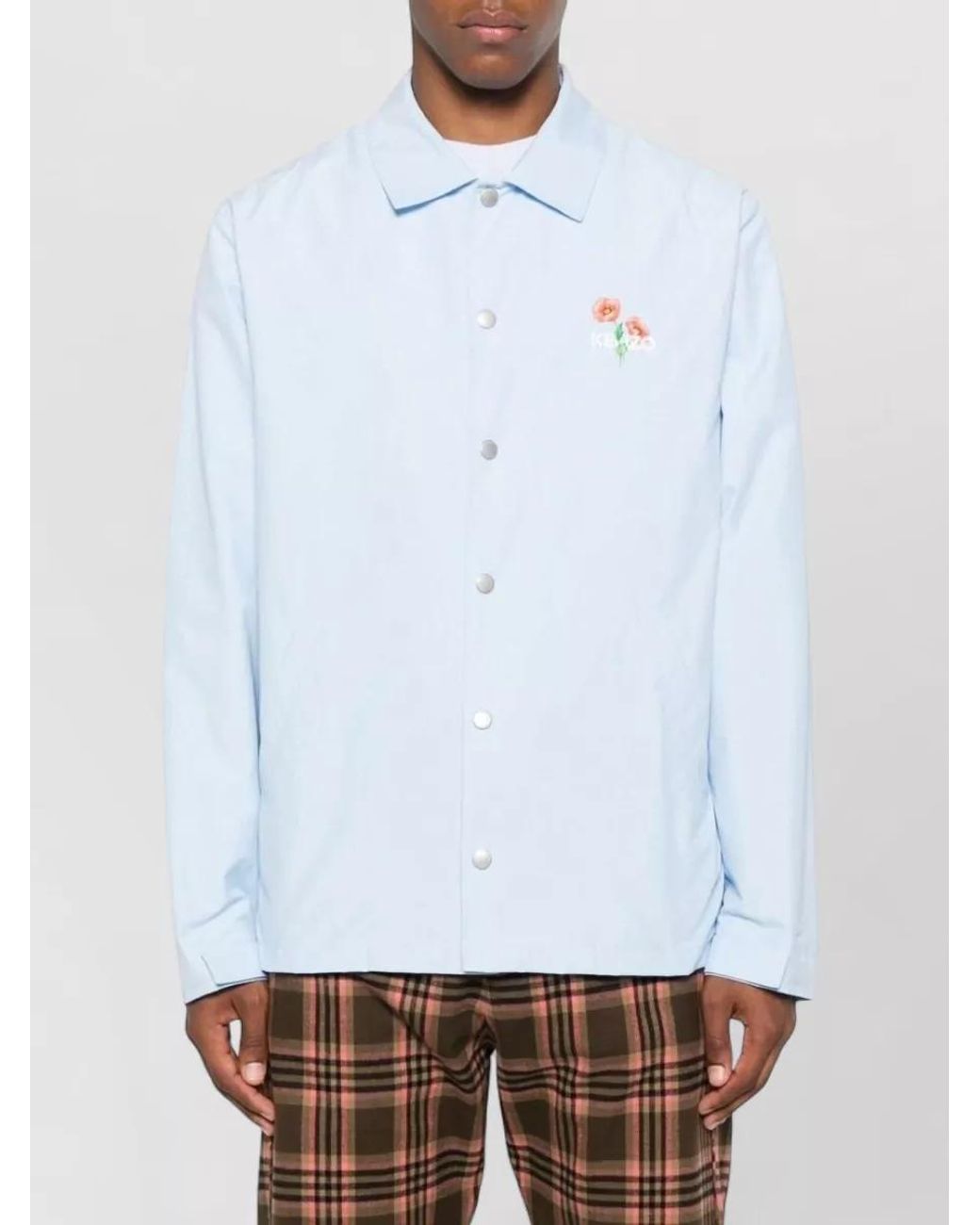 KENZO White Floral Print Single Breasted Coat for men