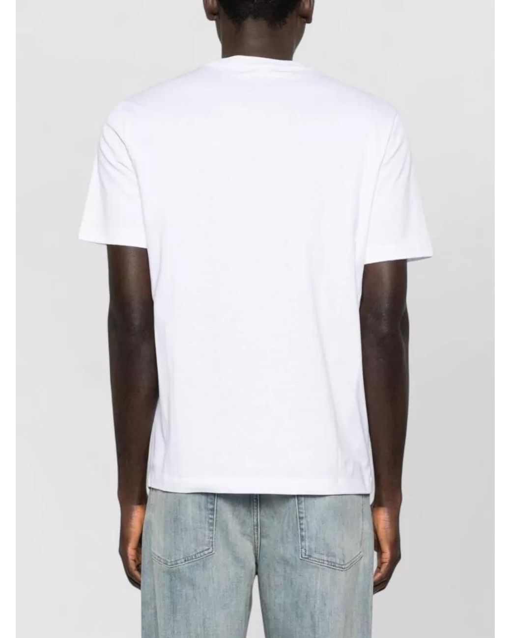 Lanvin White Embroidered Logo Cotton Short-Sleeve T-Shirt for men