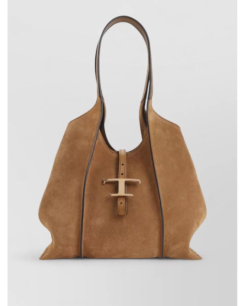 Tod's Brown T Timeless Small Suede Tote Bag