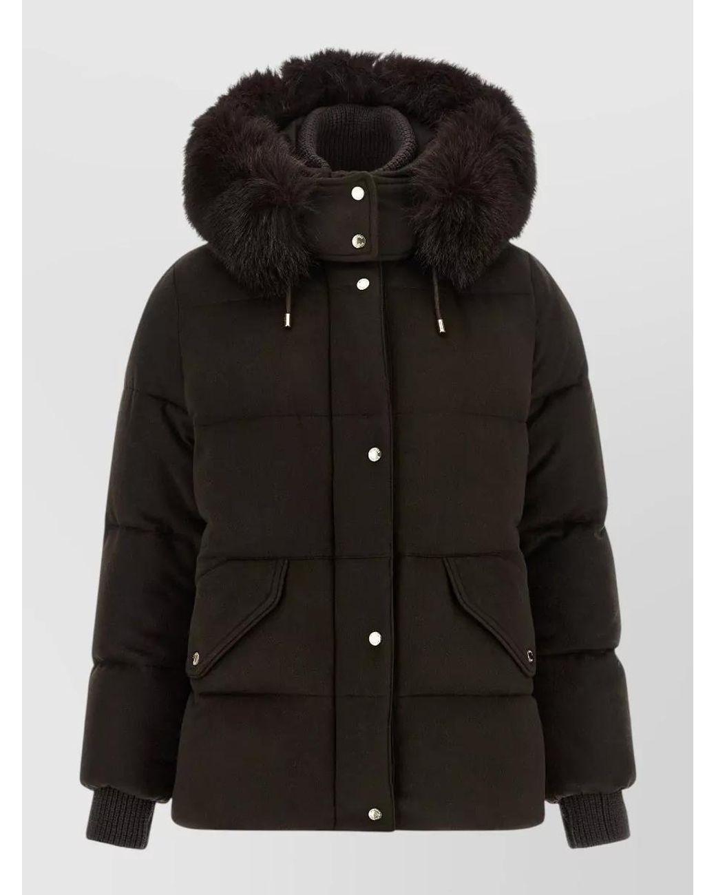 Moorer Black Wool Cashmere Quilted Down Coat