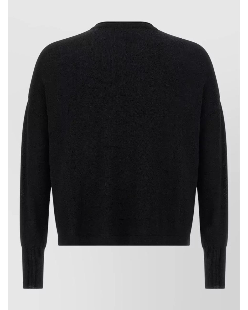 Ma'ry'ya Black Fine-Knit Virgin Wool Crew-Neck Sweater for men
