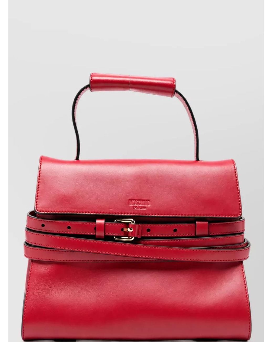 Moschino Red Leather Clutch Bag