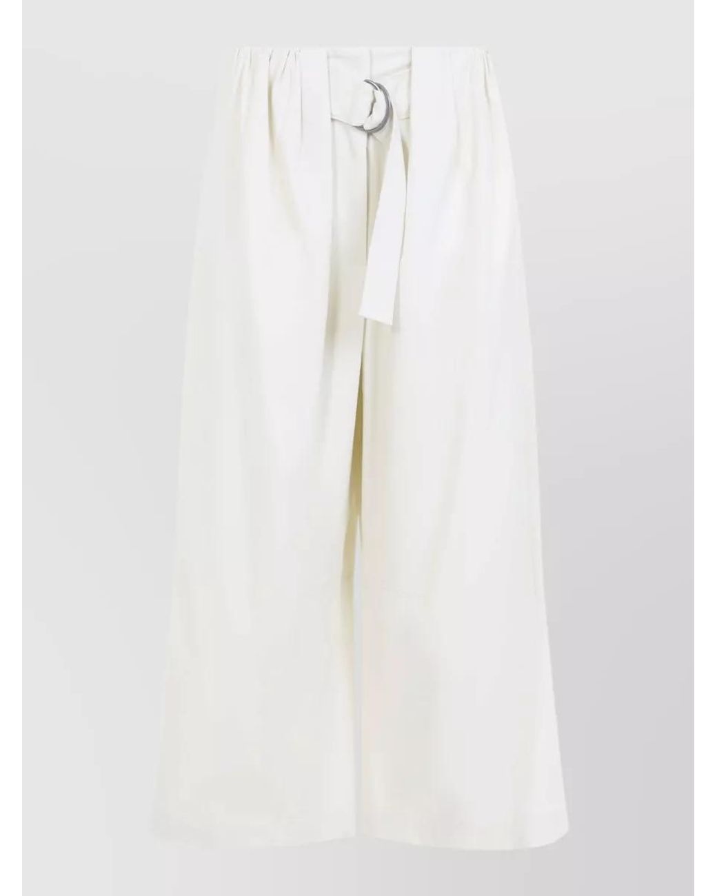 Loewe White Cropped Wide-Leg Belted Knee-Length Shorts