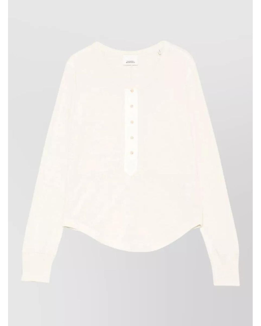 Isabel Marant White Silk Crew-Neck Long-Sleeve Knitted Top