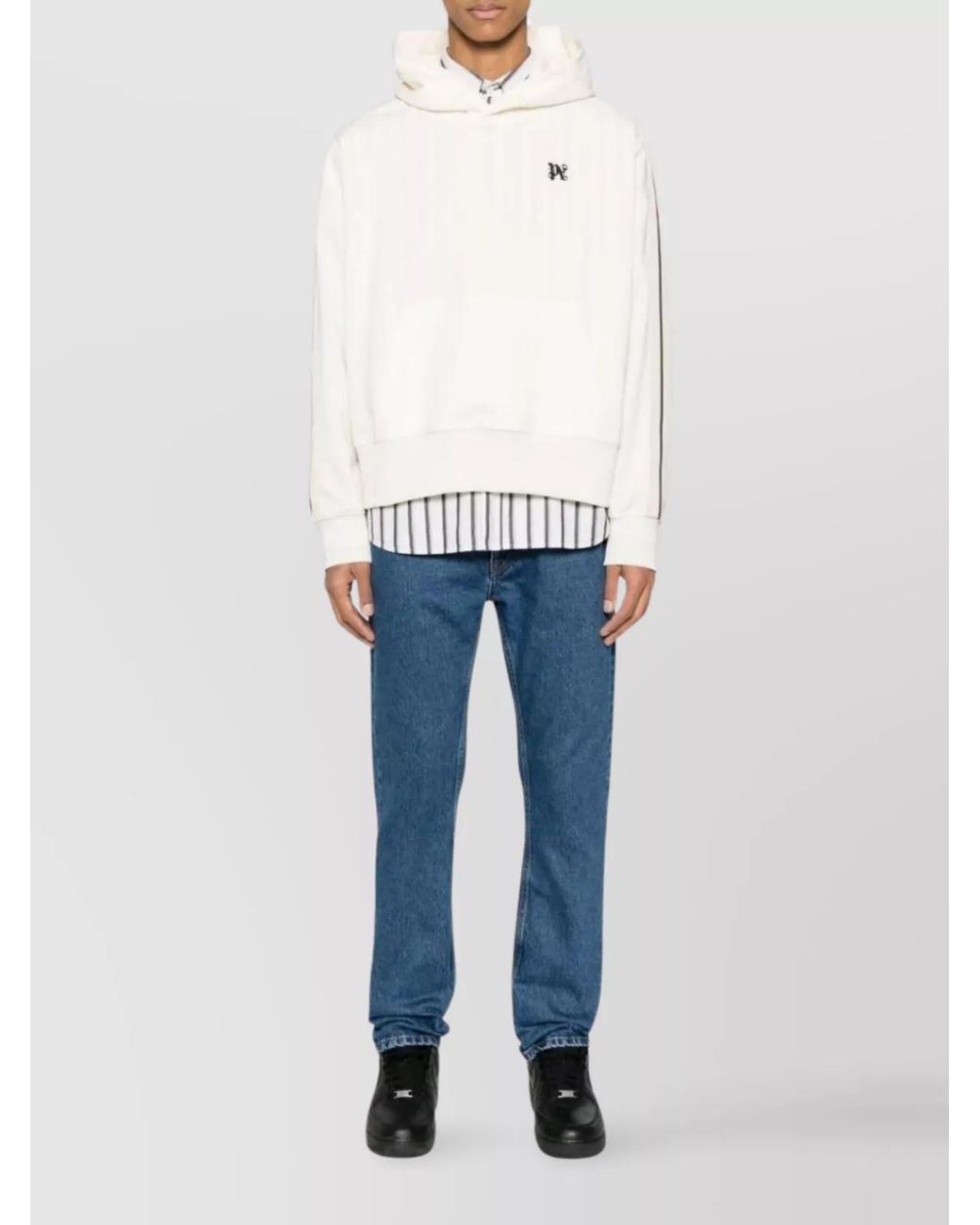 Palm Angels Blue Denim Monogram Straight-Leg Jeans for men