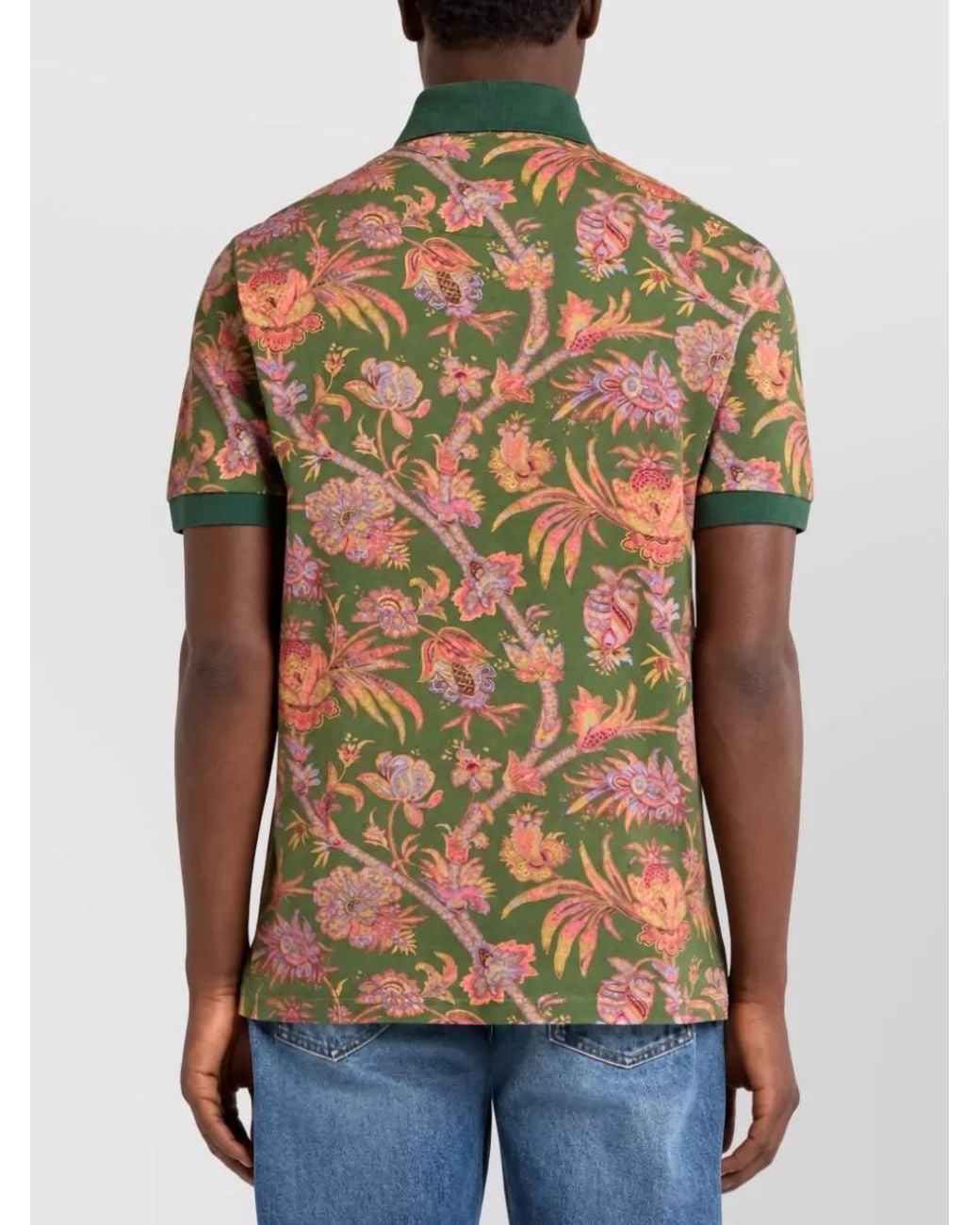 Etro Multicolor Cotton Printed Short-Sleeve Polo Shirt for men