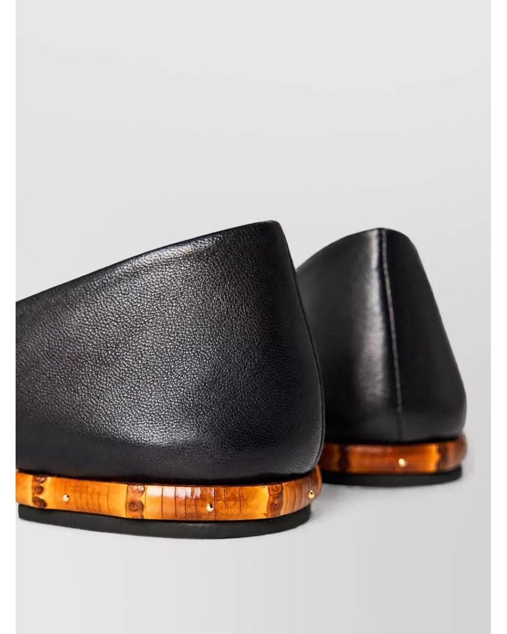 Gucci White Leather Studded Ballerina Shoes