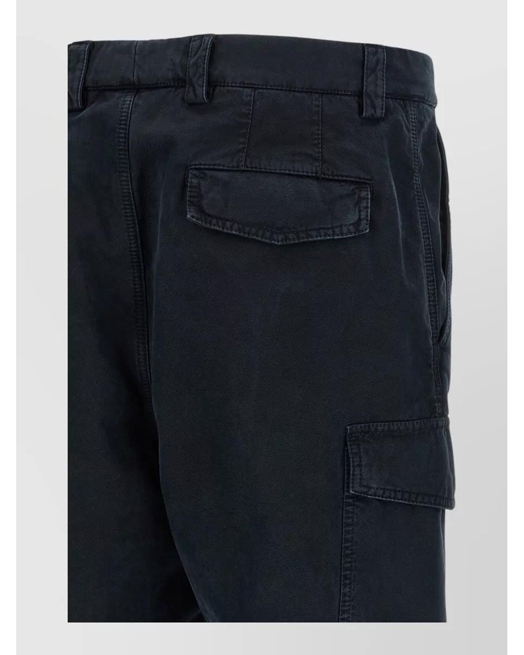 Brunello Cucinelli Blue Cotton Straight-Leg Cargo Shorts for men