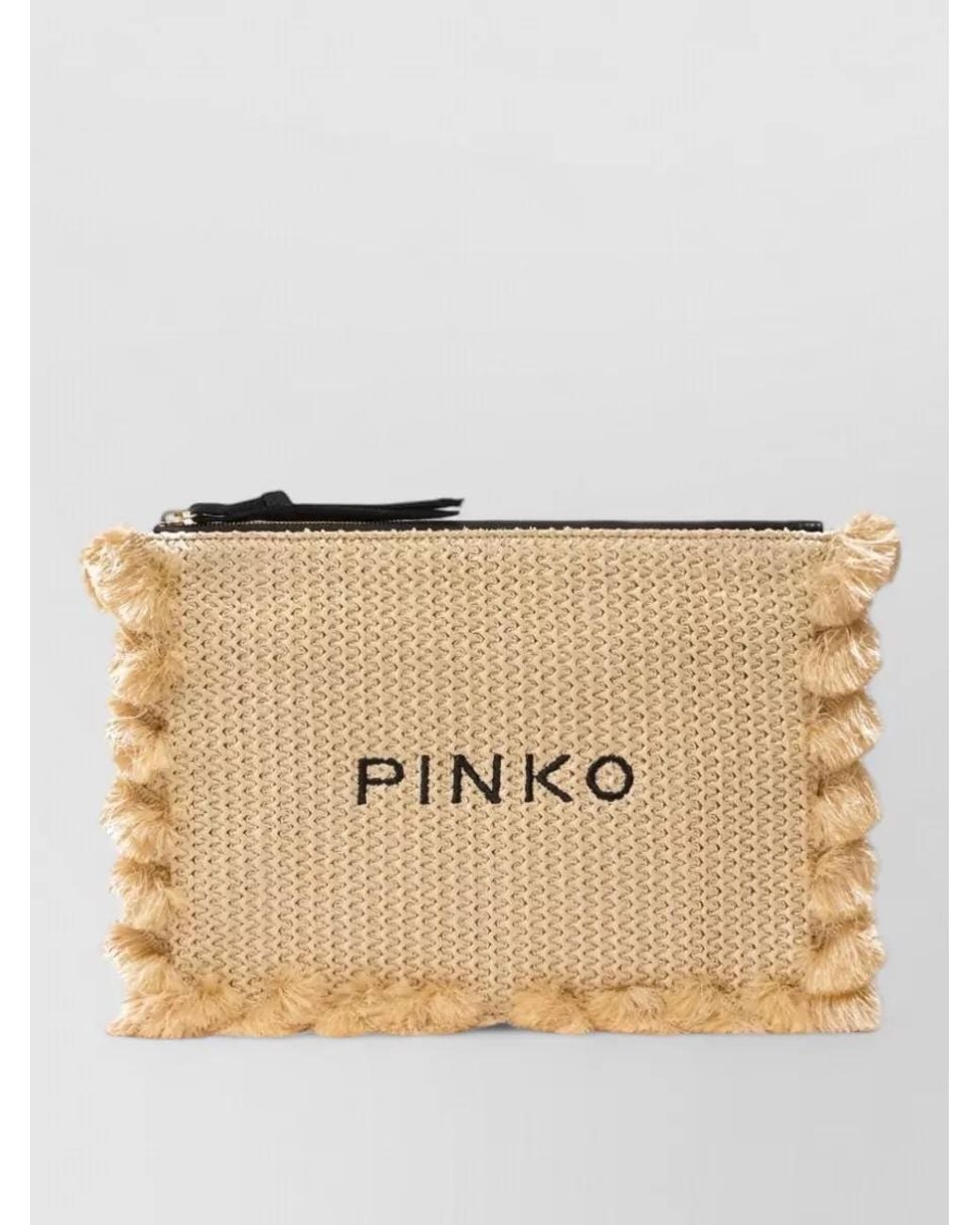 Pinko Natural Love Bag Flat Raffia Clutch Bag