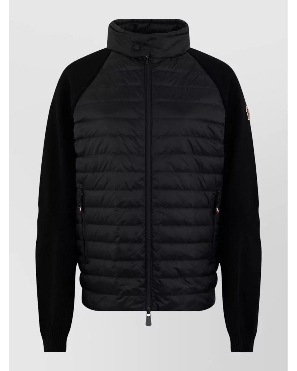 Moncler Black Quilted Knit-Sleeve Down Puffer Jacket