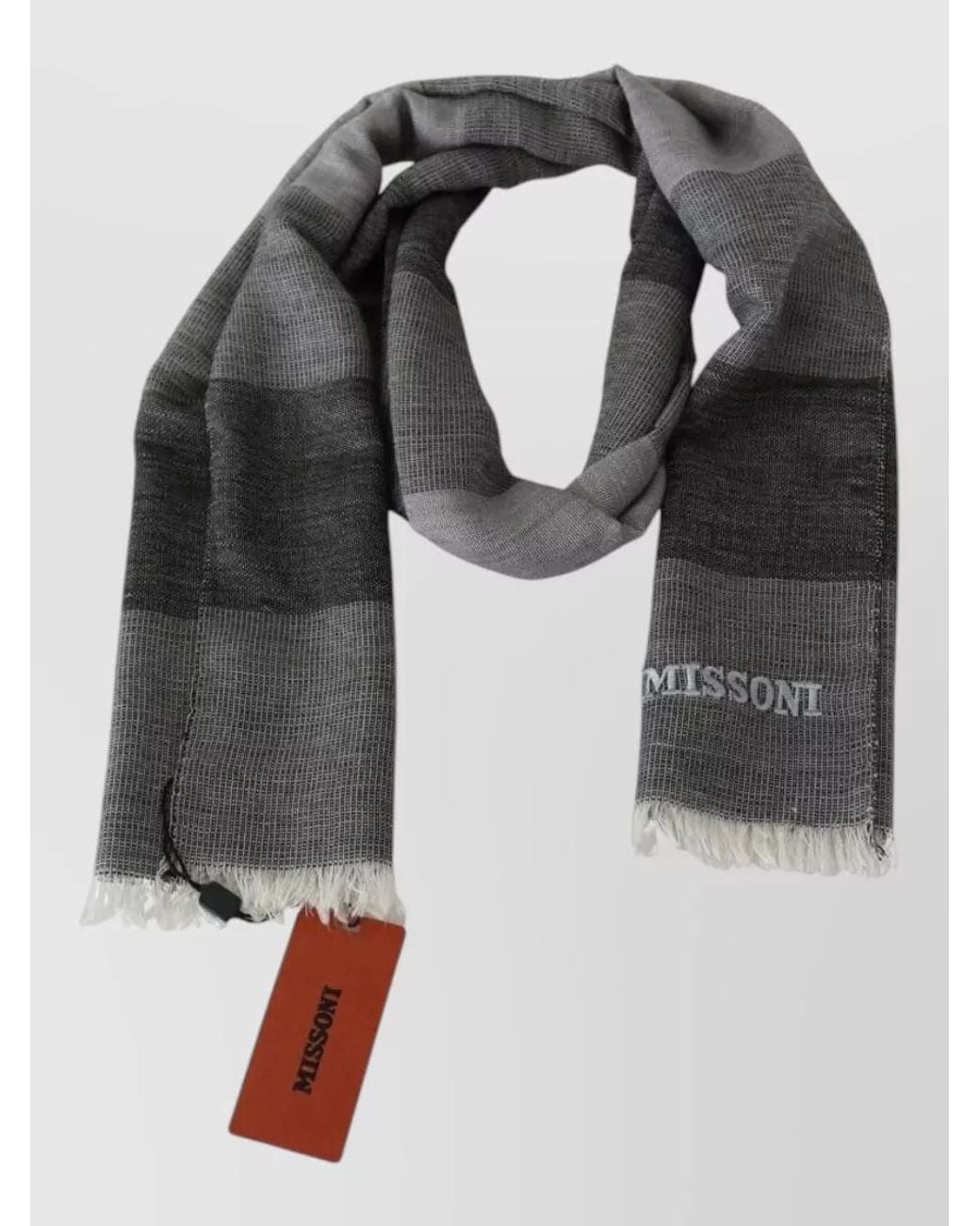 Missoni Black Striped Wool Scarf for men