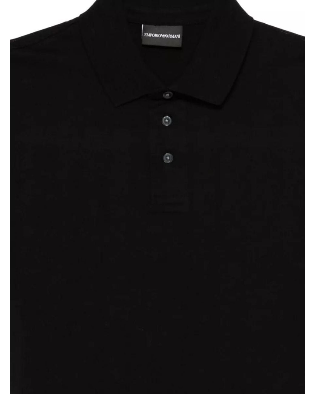 Emporio Armani Black Cotton Short-Sleeve Polo Shirt for men