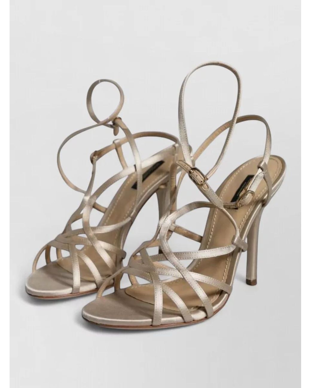 Dolce & Gabbana Natural Silk Satin Stiletto Sandals