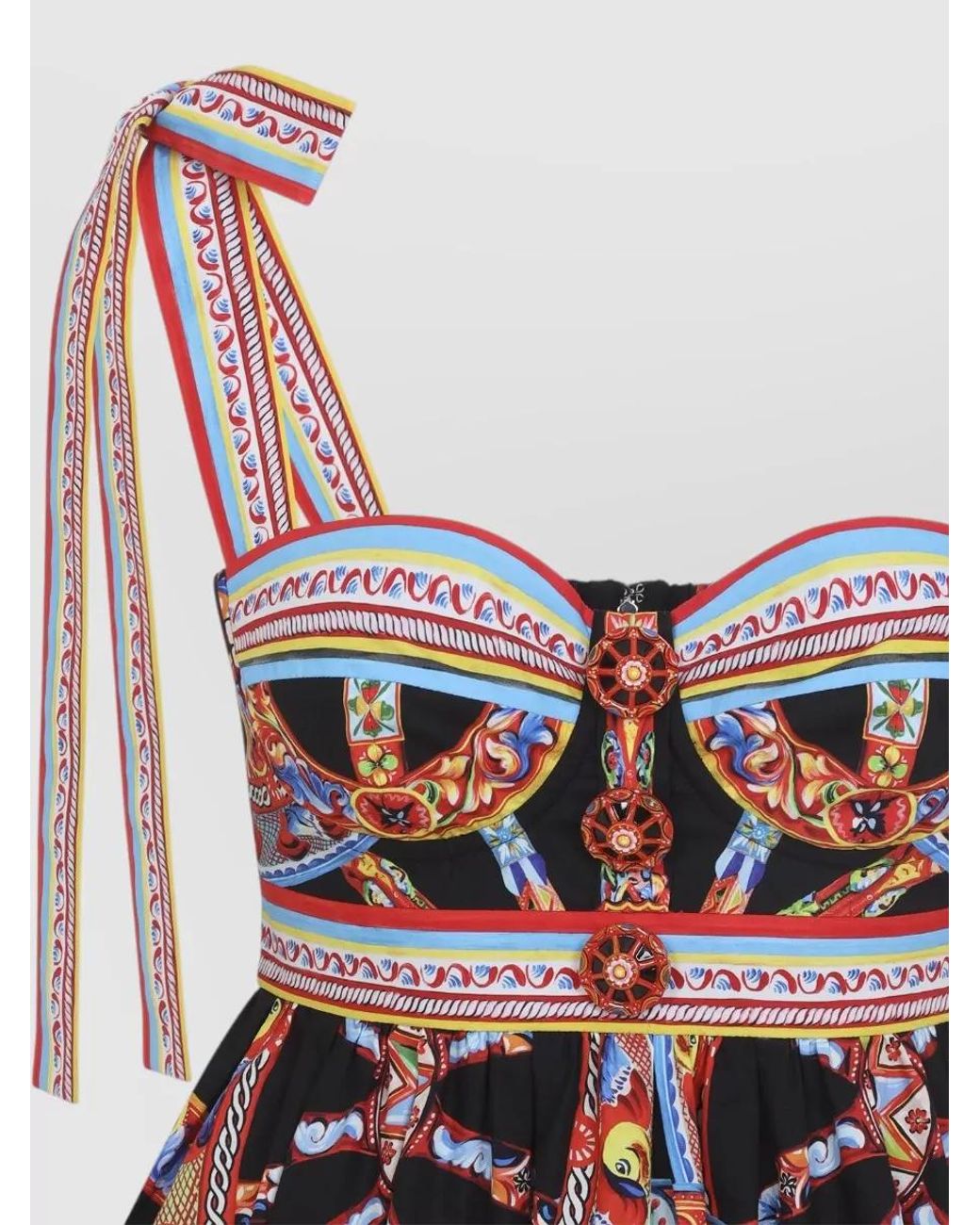 Dolce & Gabbana Red Cotton Floral Print Mini Dress