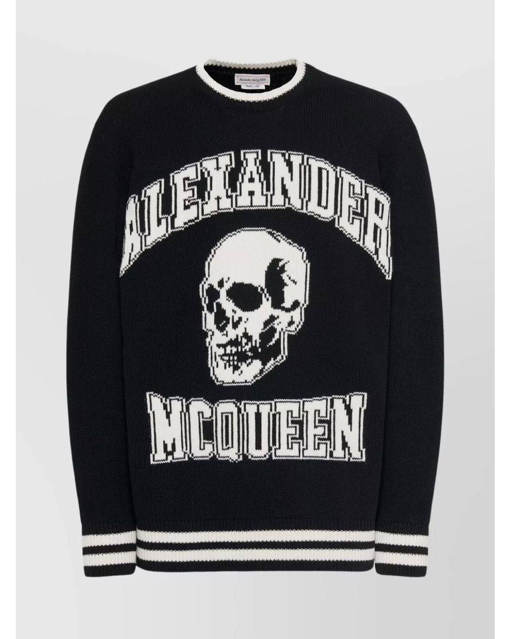 McQueen Black Skull Print Organic Cotton Sweatshirt for men