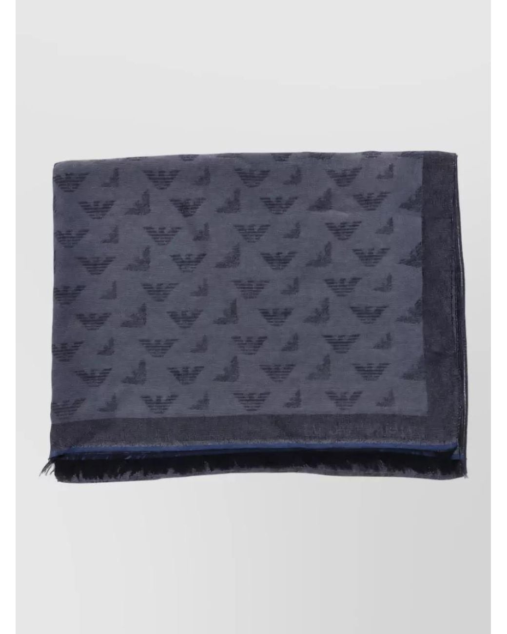 Emporio Armani Blue Jacquard Logo Scarf