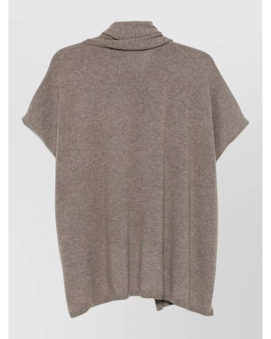 Lisa Yang Gray Cashmere V-Neck Short-Sleeve Sweater
