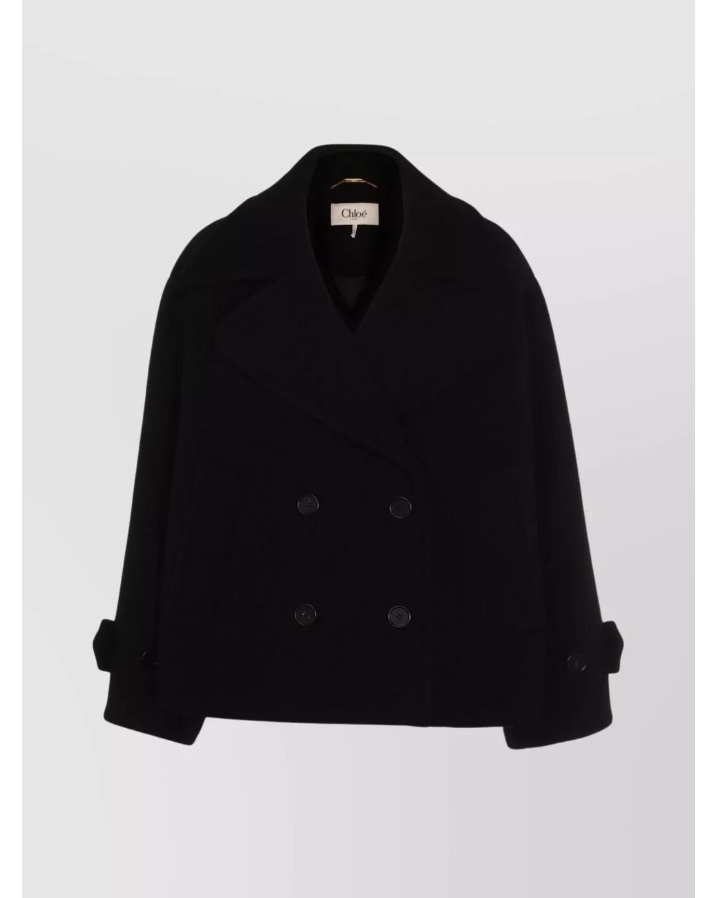 Chloé Black Wool Oversized Double-Breasted Short Coat