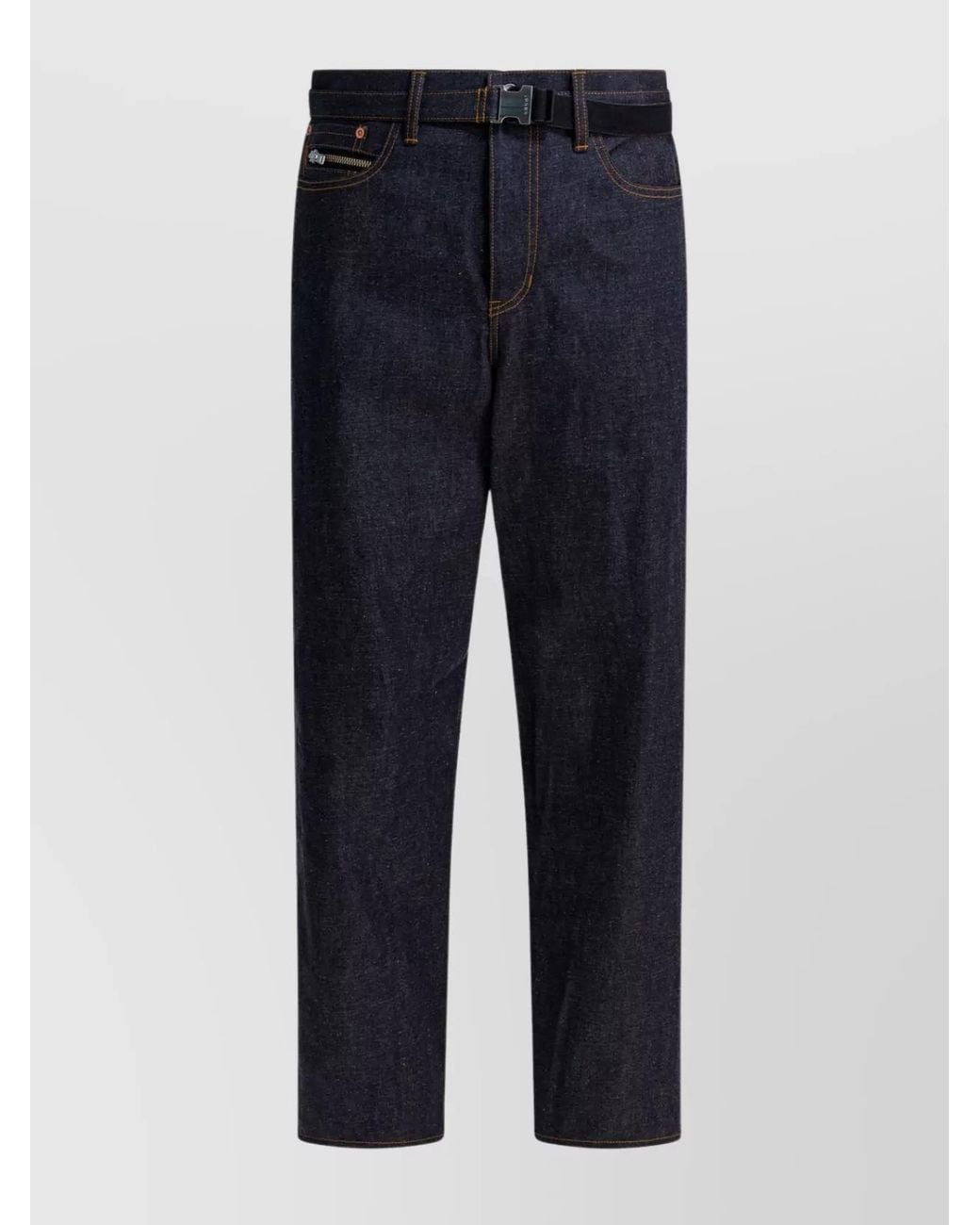Sacai Blue Cotton Relaxed-Fit Straight-Leg Trousers for men