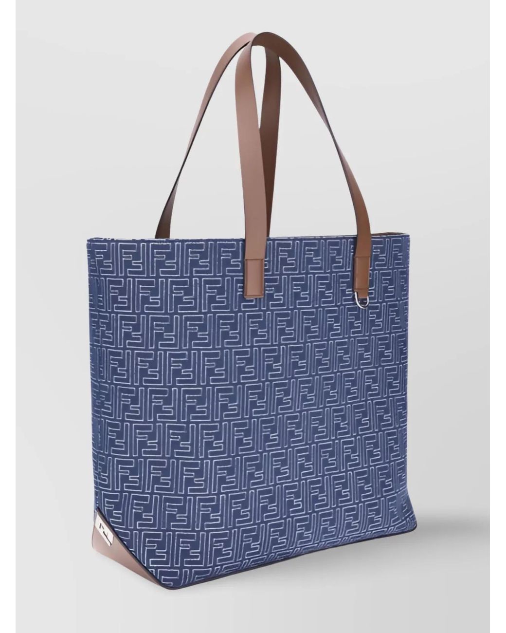 Fendi Blue Denim Ff-Jacquard Tote Bag for men